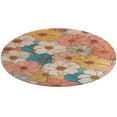 thumbnail image 1 of Floral Colorful Flower Soft Bedroom Round Area Rug, Washable Cute Nursery Circle Throw Mat, Non-Slip Contemporary Small Low Pile Floor Carpet for Dorm Bedside, 1 of 6