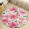 thumbnail image 1 of Floral Colorful Flower Soft Bedroom Round Area Rug, Washable Cute Nursery Circle Throw Mat, Non-Slip Contemporary Small Low Pile Floor Carpet for Dorm Bedside, 1 of 6