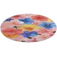 thumbnail image 1 of Floral Colorful Flower Soft Bedroom Round Area Rug, Washable Cute Nursery Circle Throw Mat, Non-Slip Contemporary Small Low Pile Floor Carpet for Dorm Bedside, 1 of 6