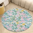 thumbnail image 1 of Floral Colorful Flower Soft Bedroom Round Area Rug, Washable Cute Nursery Circle Throw Mat, Non-Slip Contemporary Small Low Pile Floor Carpet for Dorm Bedside, 1 of 6