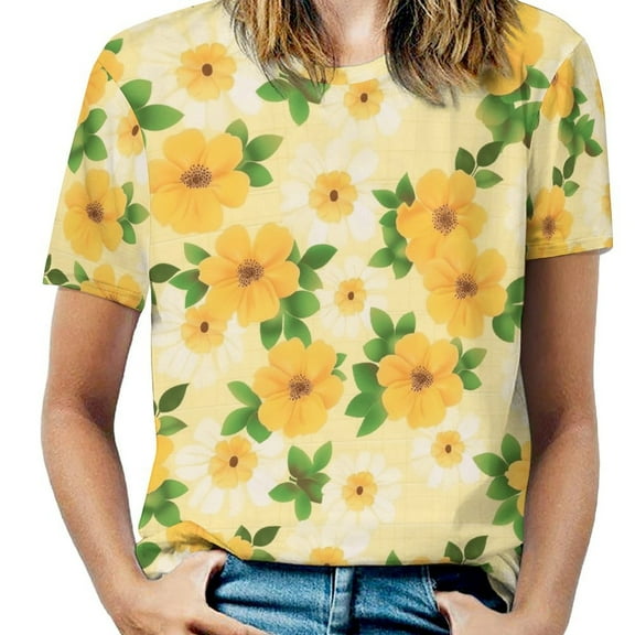 Floral Colorful Flower T Shirts Basic T-Shirt Short Sleeve Ladies Tee Shirt Summer Graphic Clothing