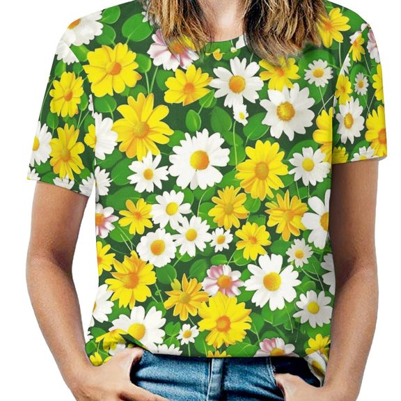 Floral Colorful Flower T Shirts Basic T-Shirt Short Sleeve Ladies Tee Shirt Summer Graphic Clothing