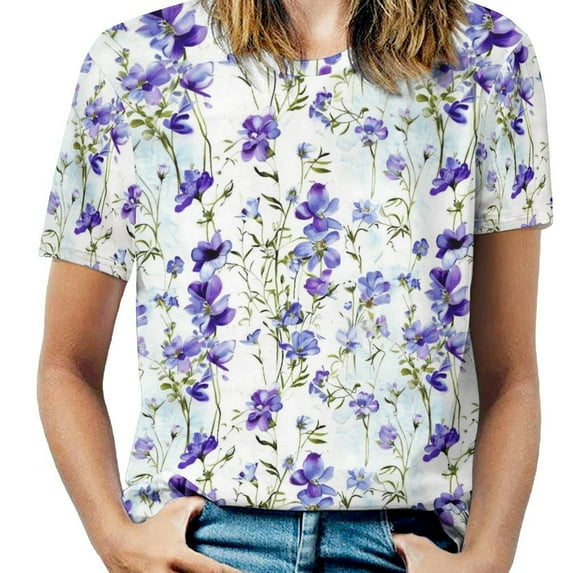 Floral Colorful Flower T Shirts Basic T-Shirt Short Sleeve Ladies Tee Shirt Summer Graphic Clothing