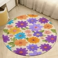thumbnail image 1 of Floral Colorful Flower Washable Round Rug -Circle Area Rugs for Nursery Bedroom, Vintage Non Slip Non Shedding Low Pile Carpet for Living Room Coffee Table Entryway, 1 of 6