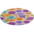 thumbnail image 1 of Floral Colorful Flower Washable Round Rug -Circle Area Rugs for Nursery Bedroom, Vintage Non Slip Non Shedding Low Pile Carpet for Living Room Coffee Table Entryway, 1 of 6