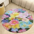 thumbnail image 1 of Floral Colorful Flower Washable Round Rug -Circle Area Rugs for Nursery Bedroom, Vintage Non Slip Non Shedding Low Pile Carpet for Living Room Coffee Table Entryway, 1 of 6