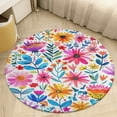 thumbnail image 1 of Floral Colorful Flower Washable Round Rug -Circle Area Rugs for Nursery Bedroom, Vintage Non Slip Non Shedding Low Pile Carpet for Living Room Coffee Table Entryway, 1 of 6