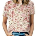 thumbnail image 1 of Floral Colorful Flower Women's Short Sleeve T-Shirt Crew Neck Casual Summer Trendy Loose Fit Tops, 1 of 6