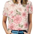 thumbnail image 1 of Floral Colorful Flower Women's Short Sleeve T-Shirt Crew Neck Casual Summer Trendy Loose Fit Tops, 1 of 6