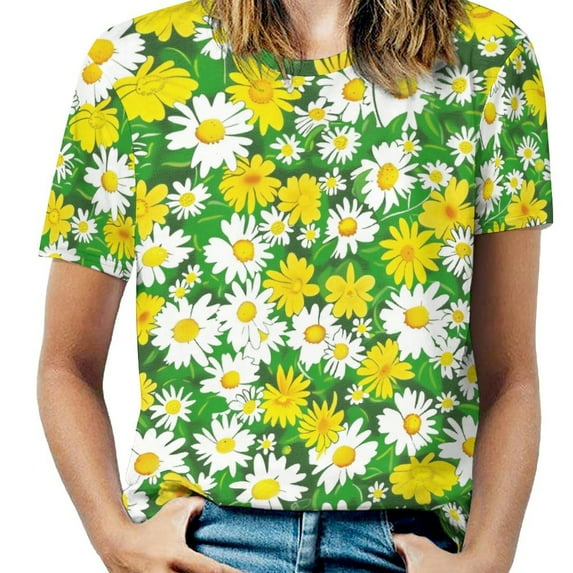 Floral Colorful Flower Women's T-Shirt Short Sleeve T Shirts Tops Tee Ladies Loose T