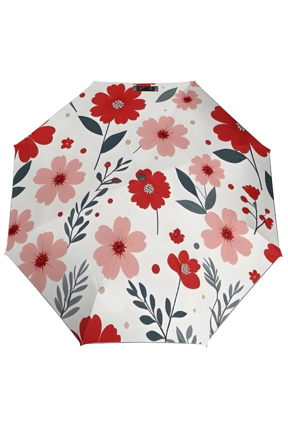 Floral Colorful Flowers Umbrella for Rain - Portable, Double Layer Automatic Folding Umbrella UV Protection for Rain Car Travel Outdoor Men Women
