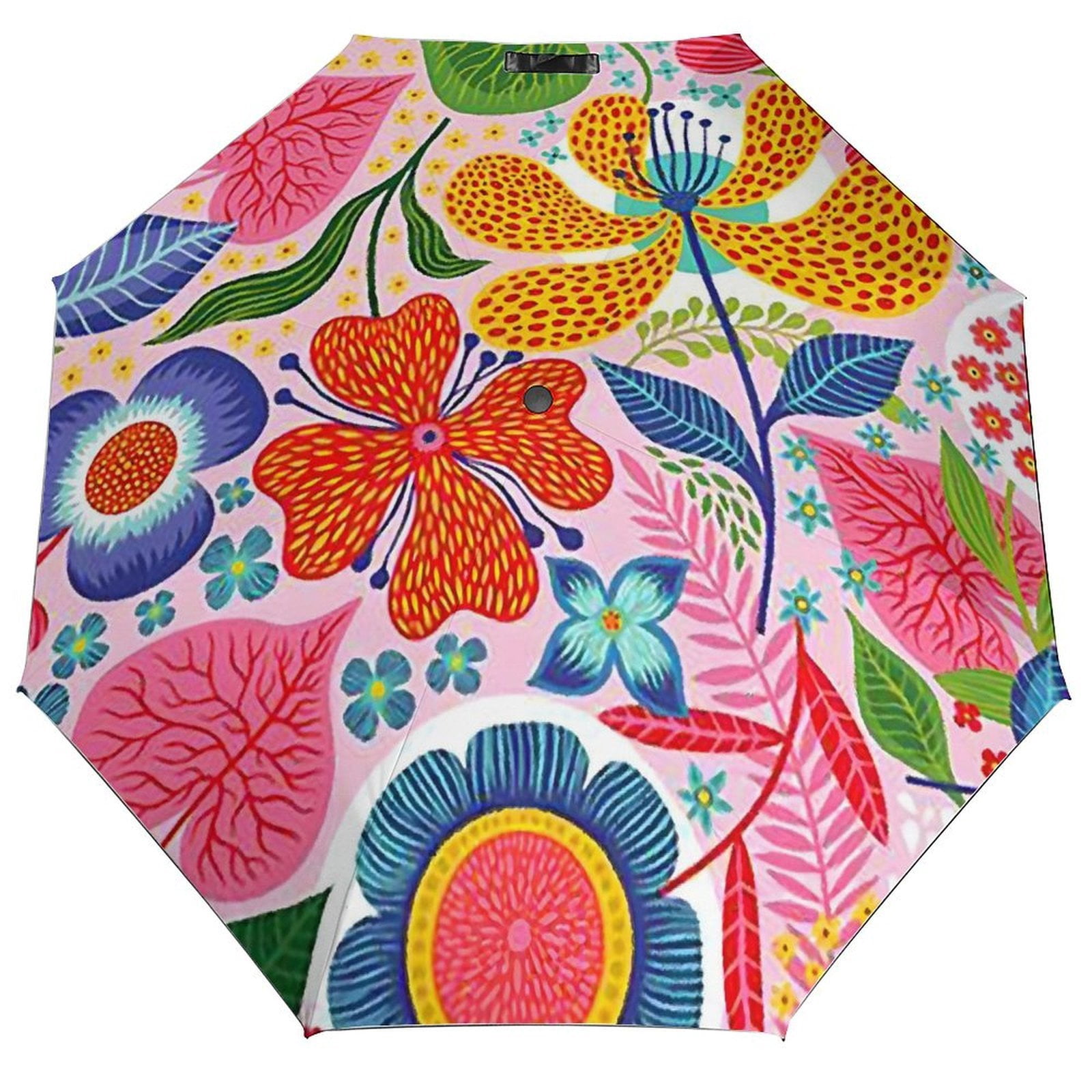 floral patterned patio umbrella Elegant Green rib black powder Umbrella With Flowers