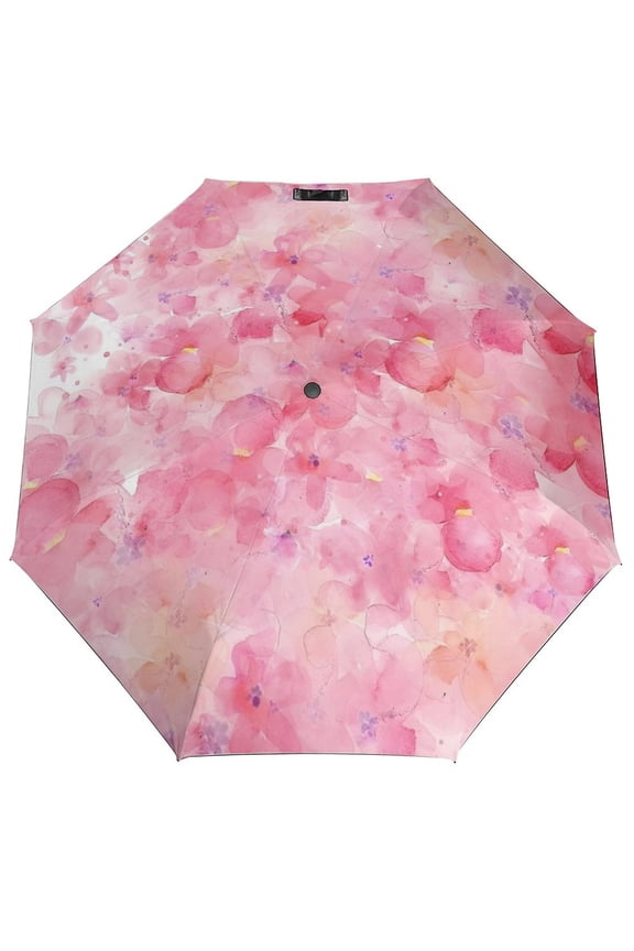 Floral Colorful Flowers Umbrella for Rain - Portable, Double Layer Automatic Folding Umbrella UV Protection for Rain Car Travel Outdoor Men Women