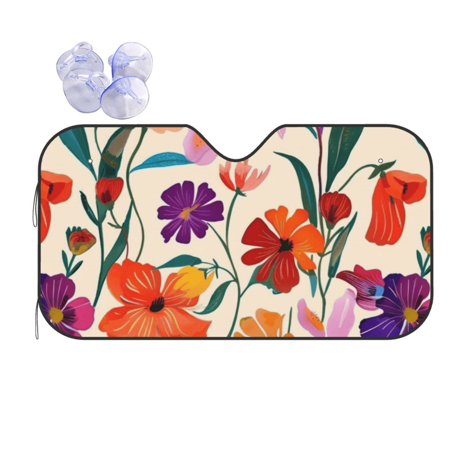 Floral Colorful Vertical Car windshield sunshade, front windshield