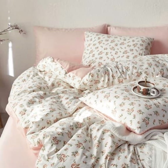 - Floral Comforter Set, Coquette Cottagecore Aesthetic Flower Shabby Chic Pattern for Women Teen Girls, Soft Lightweight Bedding, 3 Pieces, Peach Blush, Twin/Twin XL Size