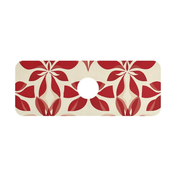Floral Composed Of Red Leaves Kitchen Sink Splash Guard, Silicone Sink Faucet Mat Dry Out the Kitchen Bathroom