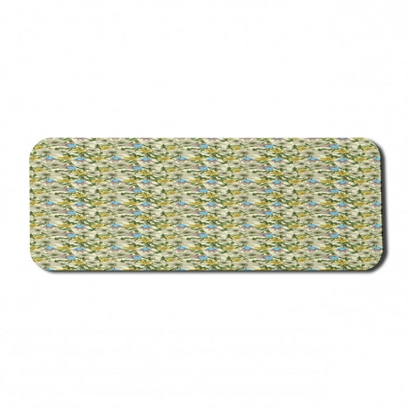 Floral Computer Mouse Pad, Flowers on a Cream Tone Background, Rectangle Non-Slip Rubber Mousepad Large, 31" x 12" Gaming Size, Cream Multicolor, by Ambesonne