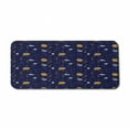 thumbnail image 1 of Floral Computer Mouse Pad, Repetitive Style Illustration of Dark Tone Blooming Elements Botanical Buds, Rectangle Non-Slip Rubber Mousepad X-Large, 35" x 15", Indigo and Mustard, by Ambesonne, 1 of 2