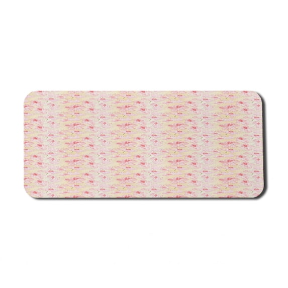 Floral Computer Mouse Pad, Spring Pastel Toned Rhododendron Blossoms Repetition, Rectangle Non-Slip Rubber Mousepad X-Large, 35" x 15" Gaming Size, Champagne Coral, by Ambesonne
