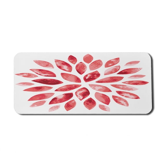 Floral Computer Mouse Pad, Watercolor Style Flower Buds Petals Nature Beauty Blossom Boho Flourish Print, Rectangle Non-Slip Rubber Mousepad X-Large, 35" x 15" Gaming Size, Ruby Red, by Ambesonne