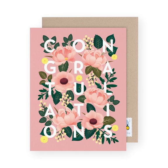 Floral Congratulations Card Gorgeous Floral Design with Congratulations Typography Perfect for Celebrations, Achievements, and Special Moments Envelope Included