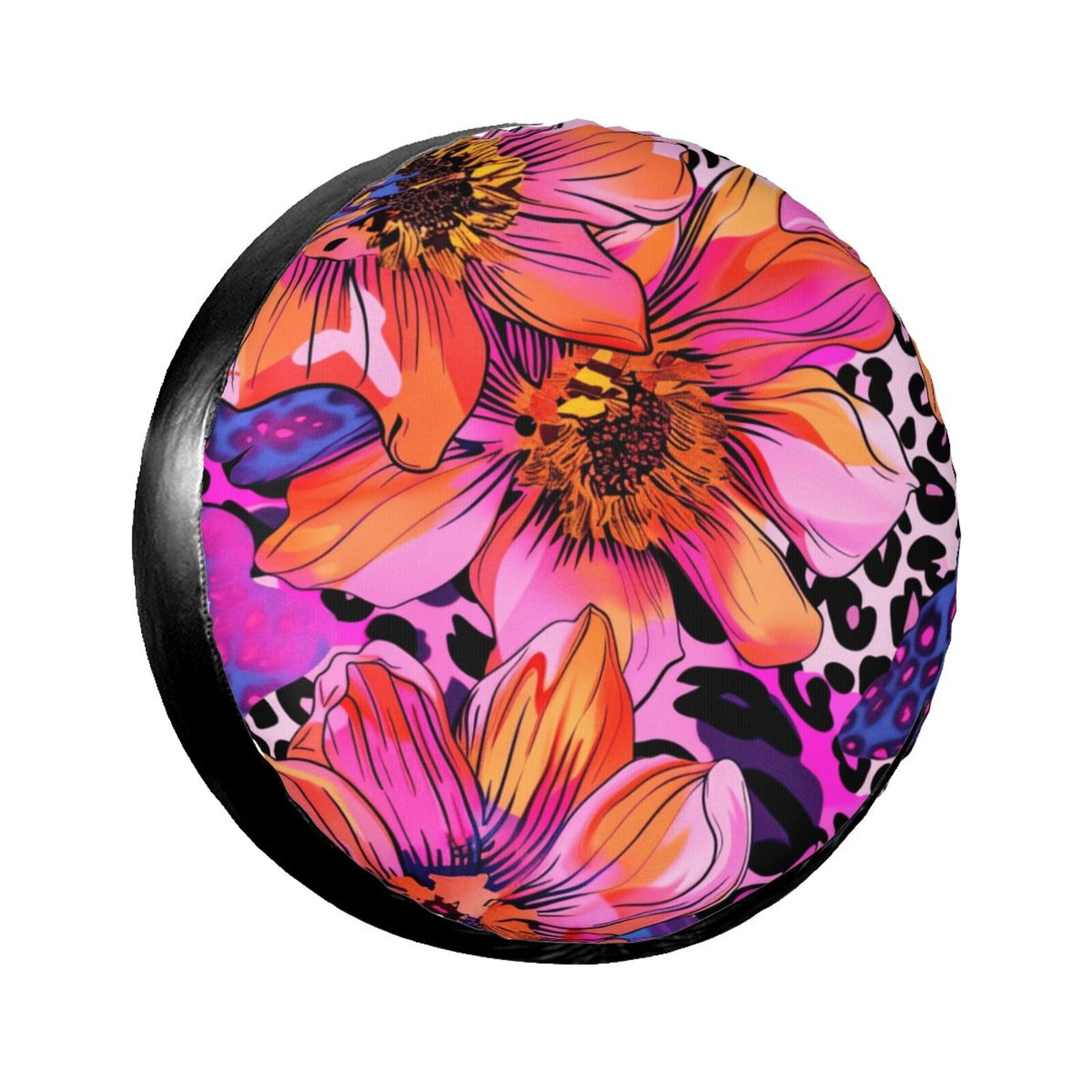 Floral Contrasting The spare tire cover is suitable for trailers, RVs