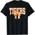 thumbnail image 1 of Floral Coquette Bow Tigers Team Spirit T Shirt Size S-5XL, 1 of 5