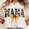 thumbnail image 1 of Floral Coquette Mama T-Shirt, Sunflower Mom Bow Shirt, Chinoiserie Grandmillennial Mama Tee, Girly Floral Mom Shirt Design, 1 of 5
