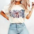 thumbnail image 1 of Floral Coquette USA T-shirt, Retro America, Girly Style, Patriotic Look, 4th of July, Independence Day, Cute Tee, 1 of 5