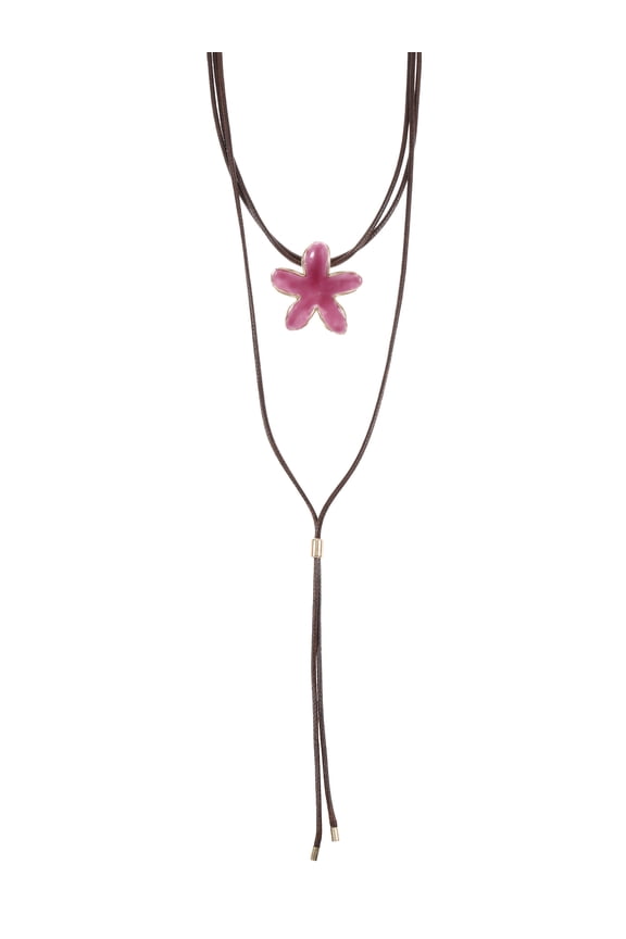 Floral Cord Lariat Necklace
