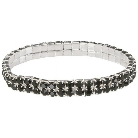 Floral Corsage Bracelet in Black, Rhinestone Paris Lights Collection