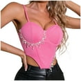 thumbnail image 1 of Floral Corset Top Spaghetti Straps Cute Bustier Cowl Neck Party Crop Tops for Women Pink S, 1 of 5