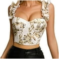 thumbnail image 1 of Floral Corset Top Spaghetti Straps Cute Bustier Cowl Neck Party Crop Tops for Women White S, 1 of 1