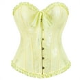 thumbnail image 1 of Floral Corset Tops for Women Renaissance Lace Up Vintage Boned Overbust Bustier Yellow M, 1 of 8