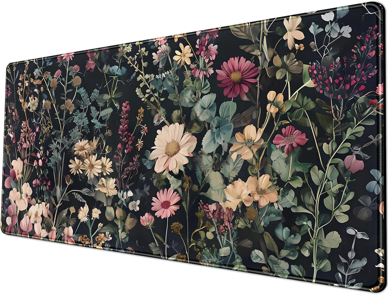 Floral Cottage Desk Mat 31.5''X11.8'' Botanical Mouse Pad Large Vintage Garden Aesthetic Desk Pad Extended Big Mousepad Keyboard Mouse Mat Romantic Gift for Her Student or Home Office