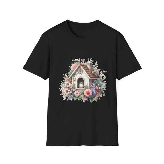 Floral Cottage Vintage Garden Softstyle Apparel Spring Short Sleeve Unisex T-Shirt, up to Size 5XL