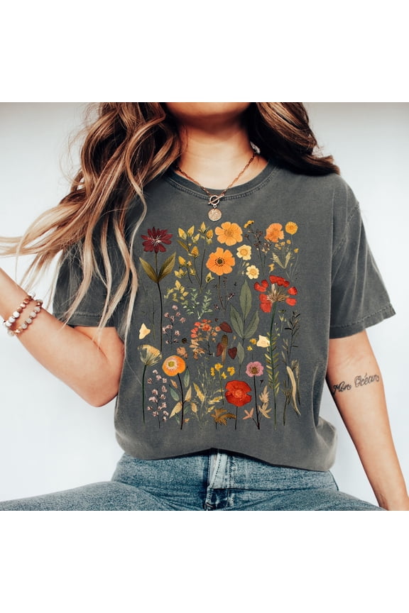 Floral Cottagecore Flower T-shirt - Wildflower Boho Tshirt - For Her - Plant Shirts - Floral Shirt - For Women - Flower Tshirt All Size S-5Xl