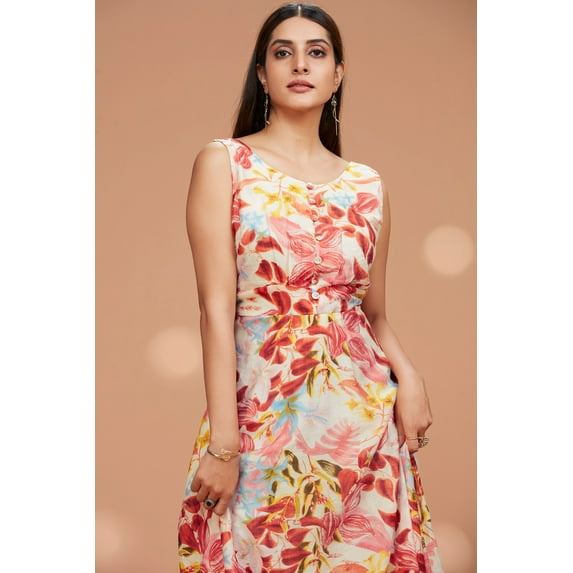 Floral Cotton Flowy Sleeveless Long Gown