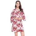 thumbnail image 1 of Floral Cotton Robe, Bridesmaid, Bride, Wedding by Modern Celebrations (Pink), 1 of 3
