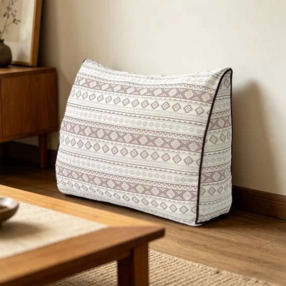Floral Cotton Triangle Lumbar Pillow, Compressed Waist Support Cushion for Sofa Bed