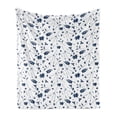 thumbnail image 1 of Floral Country Soft Flannel Fleece Throw Blanket, Illustration of Meadow Branch Silhouettes Twigs Autumn Leaves, Cozy Plush for Indoor and Outdoor Use, 50" x 60", Night Blue and White, by Ambesonne, 1 of 5