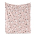 thumbnail image 1 of Floral Country Soft Flannel Fleece Throw Blanket, Romantic Repetitive Rose Silhouettes Valentine's Day Theme, Cozy Plush for Indoor and Outdoor Use, 50" x 70", Blush Dark Grey and White, by Ambesonne, 1 of 6