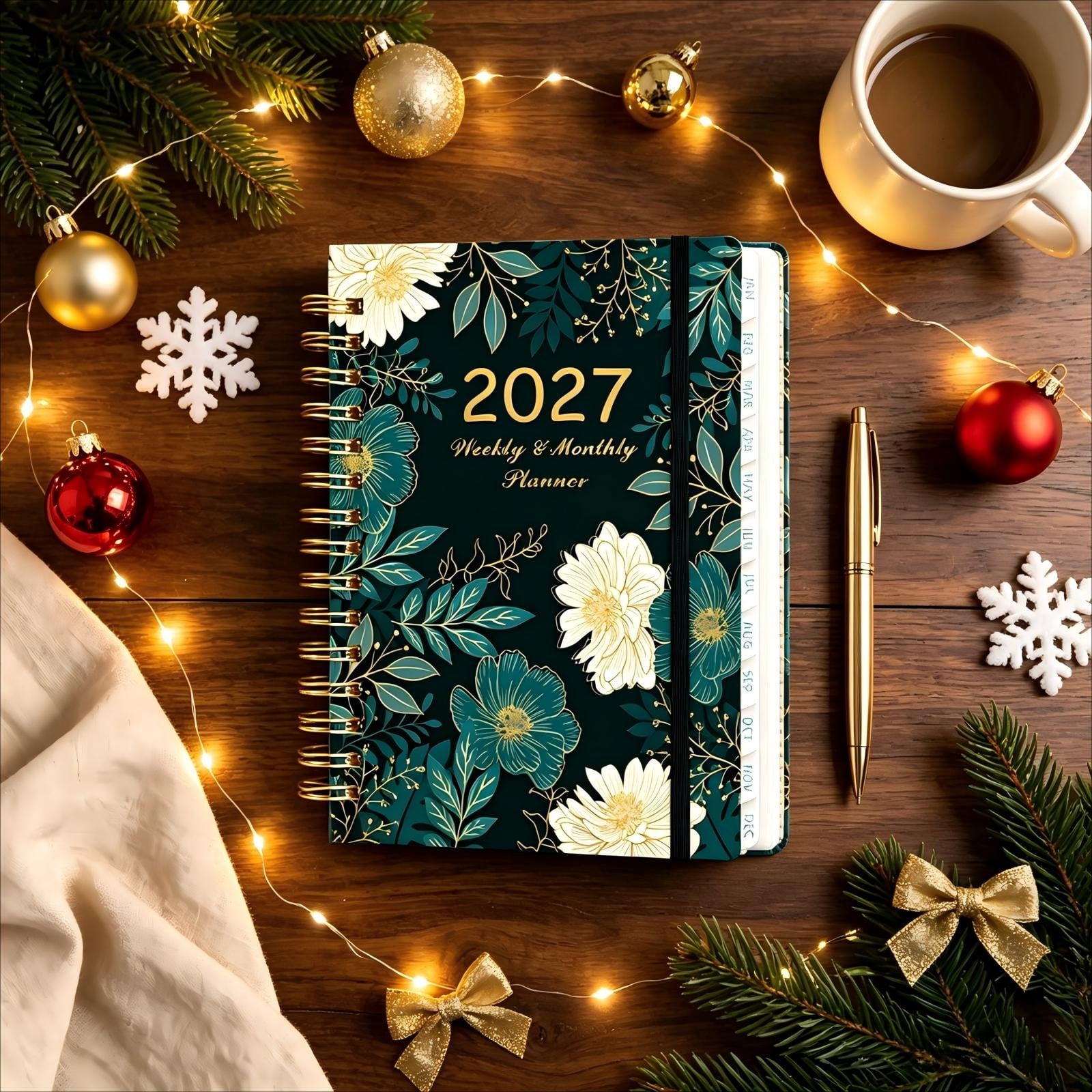 Floral Cover Daily planners 2027, 140 Pages Planner Agenda Book ...