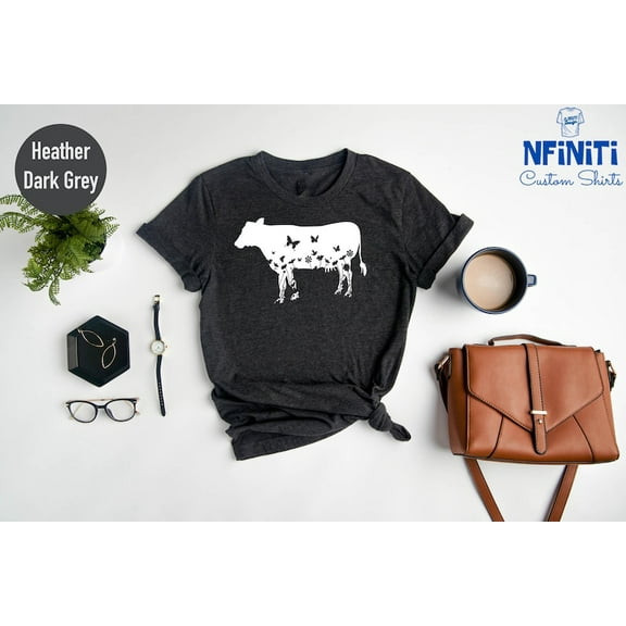 Floral Cow T-Shirt: Farm Girl Shirt, Country Tee All Size S-5Xl