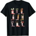 thumbnail image 1 of Floral Cowgirl Grid Pink Colourful Boots T-Shirt TShirt, 1 of 4