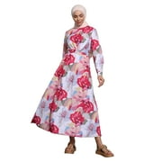 Floral - Crew neck - Unlined - Modest Dress - Benin