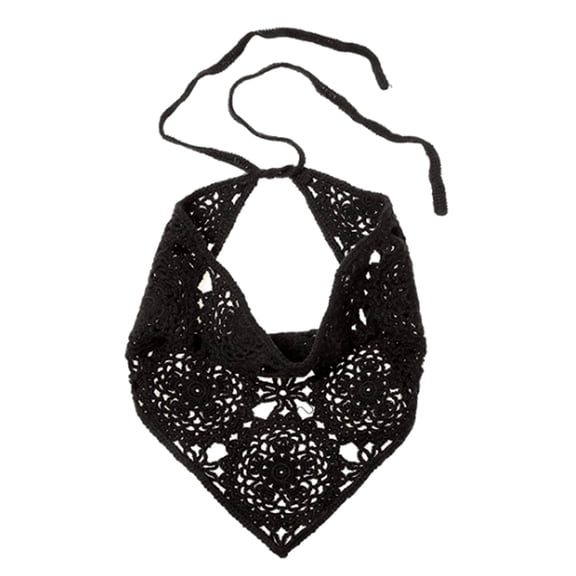 Yauxim Scarf Crochet Bandana Head Kerchief Hair Scarf Knitted Headwrap Tie Back Floral Hair Bandana Headwear for Women Girls