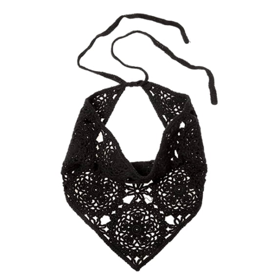 Yauxim Scarf Crochet Bandana Head Kerchief Hair Scarf Knitted Headwrap Tie Back Floral Hair Bandana Headwear for Women Girls