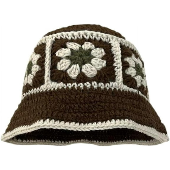 Floral Crochet Hat for Women Handmade Bucket Hats Foldable Multicolor Bucket Cap Casual Fisherman Caps Crochet Sun Hat 2023