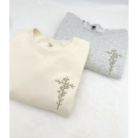 Floral Cross Christian Embroidered Crewneck